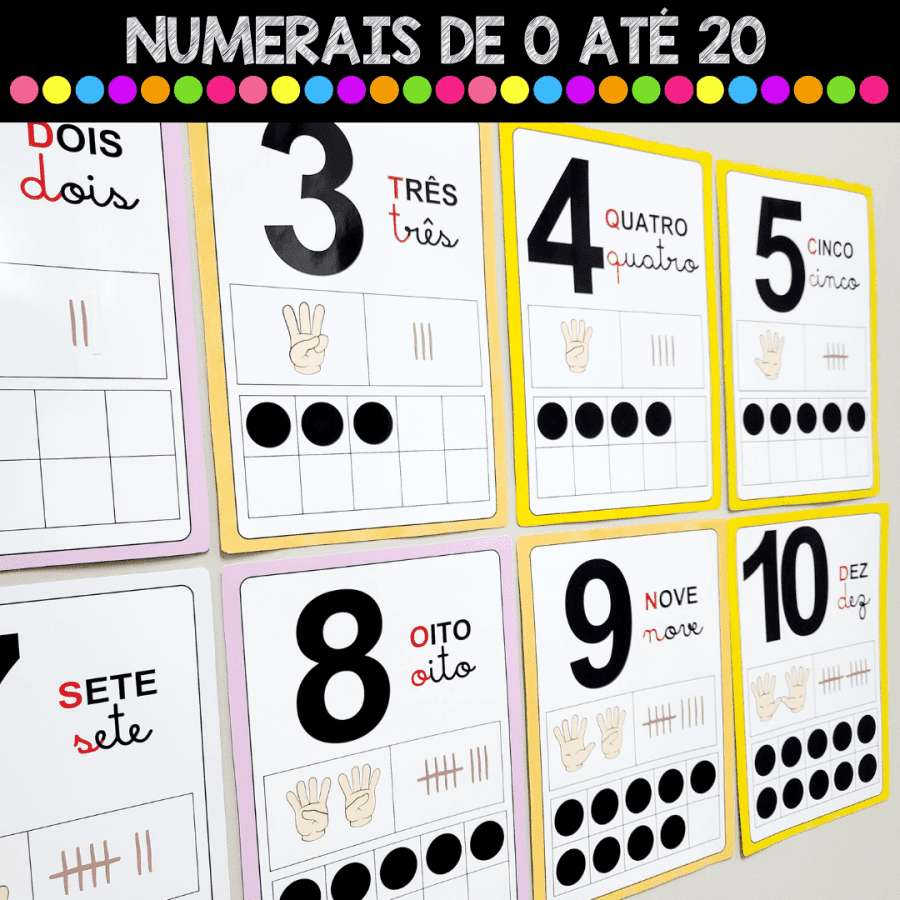 Cartaz - Numerais de 0 a 20 - Cores - Apoio Visual