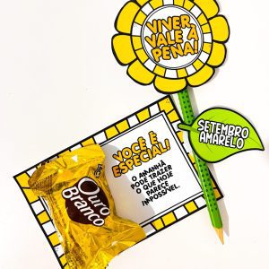 Lembrancinha Lápis Girassol – Setembro Amarelo - Setembro Amarelo