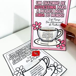 Cartão Dia da Mulher - Chazinho de Autoestima - Dia Internacional da Mulher