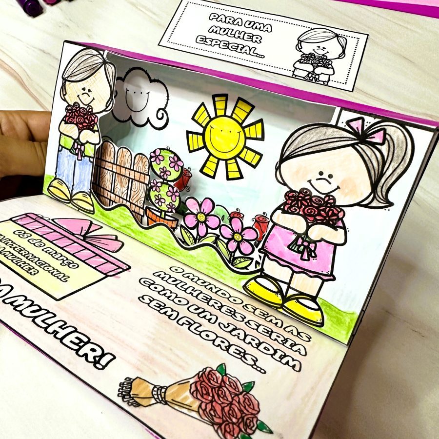 Cartão Jardim 3D - Dia da Mulher - Dia Internacional da Mulher