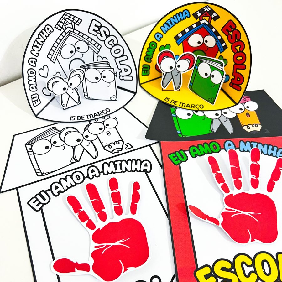 Atividades Dia da Escola Cenário + Mãozinha - Dia da Escola
