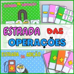 Material educativo de operações matemáticas para crianças.