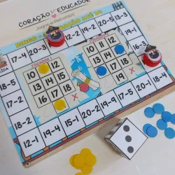 Tabuleiro de bingo com tema pirata para atividades educativas.