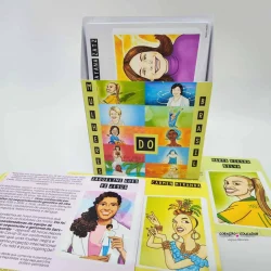 Fichas biográficas de mulheres brasileiras com ilustrações coloridas.