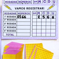 Registro de números com quadro de valor posicional para ensino fundamental.