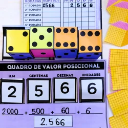 Quadro de valor posicional com unidades, dezenas, centenas e milhares.