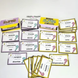 Cartas do jogo com palavras e seus sinônimos e antônimos.
