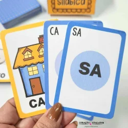 Cartas de jogo com sílabas CA e SA para aprender leitura.