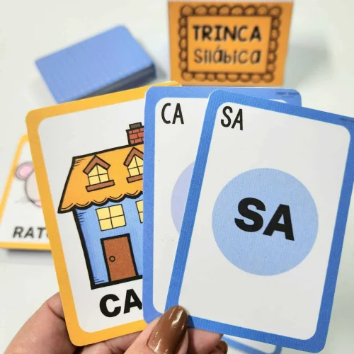 Cartas de jogo com sílabas CA e SA para atividades educativas.