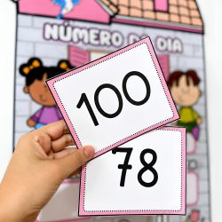 Cartaz educativo com números 100 e 78 para atividades escolares.