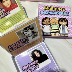 Cartaz com mulheres inspiradoras para educação e empoderamento feminino.