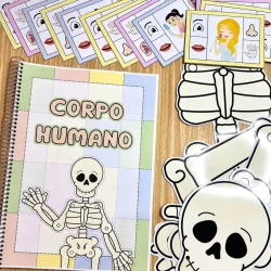 Recursos didáticos para aprender sobre o corpo humano e suas partes.