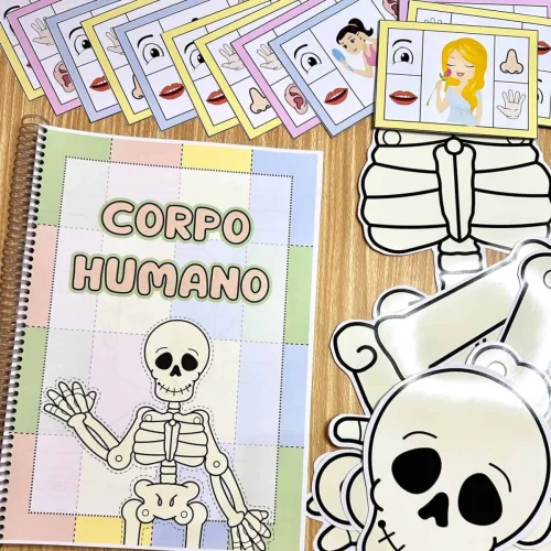 Recursos didáticos para aprender sobre o corpo humano e suas partes.