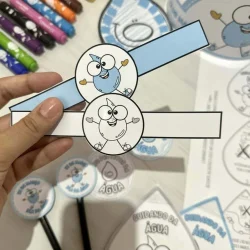 Atividades de recorte e colagem sobre água para crianças.