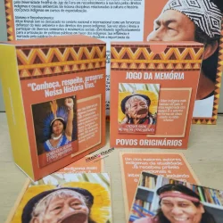 Jogo da Memória sobre Povos Originários com imagens culturais.