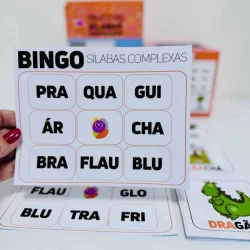Jogo de bingo com sílabas complexas para crianças em sala de aula.