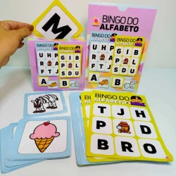 Jogo do alfabeto com letras e imagens para crianças.