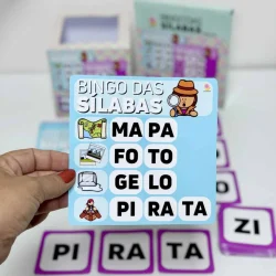 Jogo educativo Bingo das Sílabas Simples para crianças.