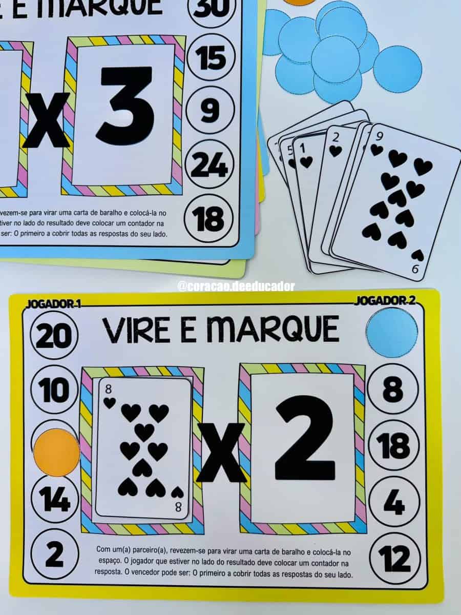Jogo - Vire e Marque – Multiplicação - Matemática