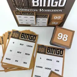 Jogo de bingo com números romanos para atividades educativas.