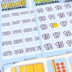 Jogo do Valor Posicional com números e peças de cores vibrantes.