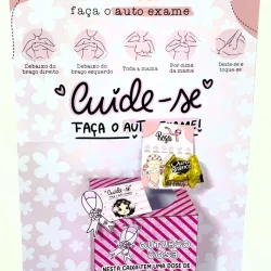 Instruções para autoexame das mamas para conscientização Outubro Rosa.