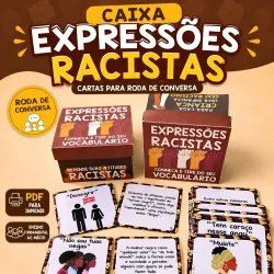 Caixa com cartas de expressões racistas para debate e conscientização.