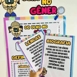 Material educativo sobre gênero e biografia para educação inclusiva.