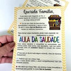 Convite para aula da saudade com tema de memórias e diversão.