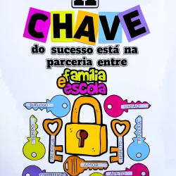 Chave do sucesso na educação com elementos de parceria e valores.