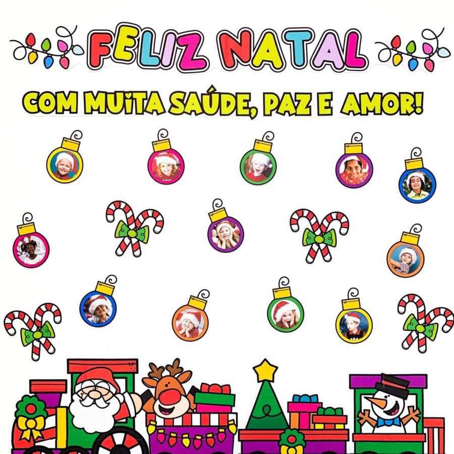 Painel Tema Feliz Natal - Editável com Foto - Natal - Pedagogia de Ideias Painel Tema Feliz Natal - Editável com Foto - Natal