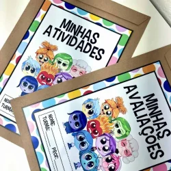Atividades educativas com personagens coloridos para crianças.