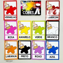 Cartazes de cores primárias e secundárias para educação infantil.