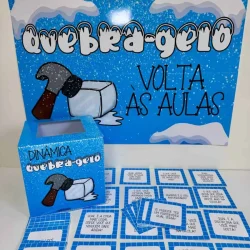 Atividade de quebra-gelo para aulas, com cartões e caixa temática.