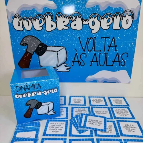 Atividade de quebra-gelo para aulas, com cartões e caixa temática.