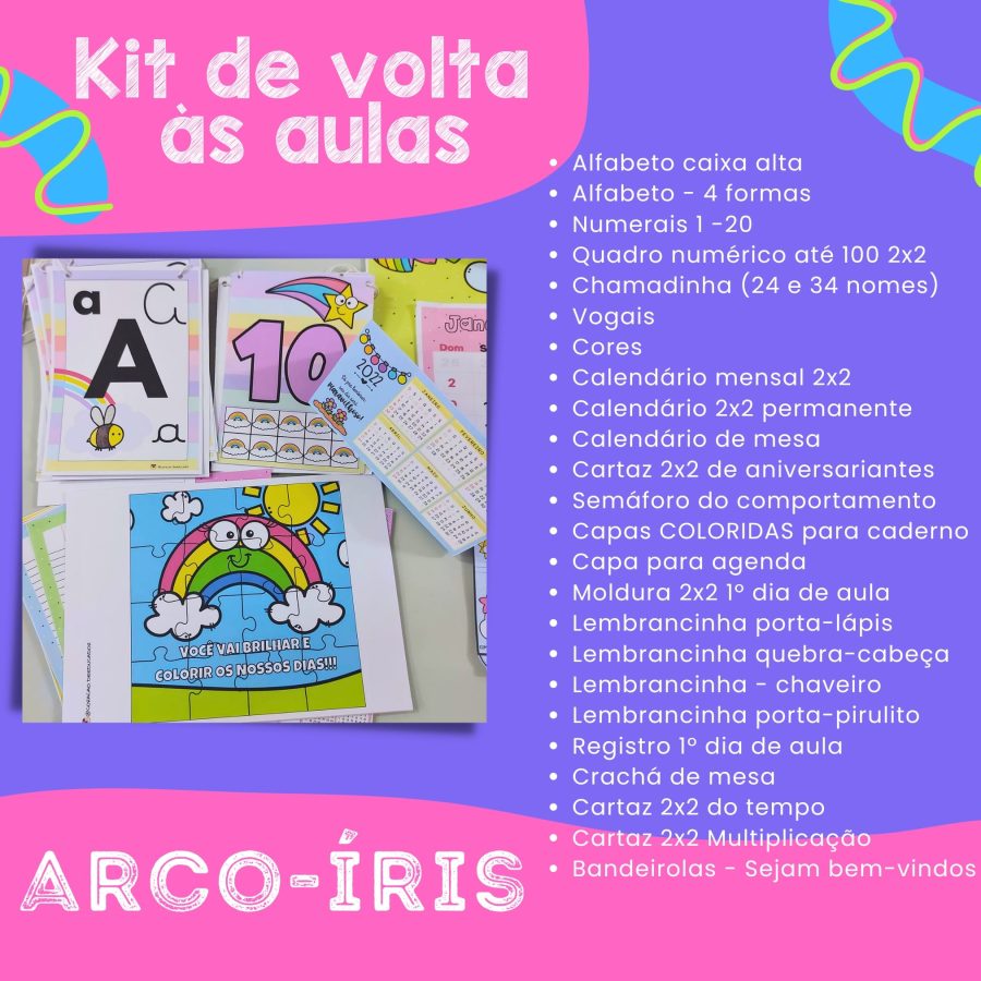 Kit de Volta às Aulas – Arco-Íris - tegoria%