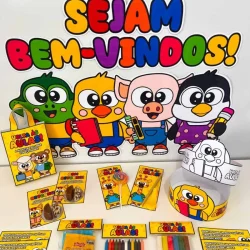 Material escolar e decoração de boas-vindas para o início das aulas.