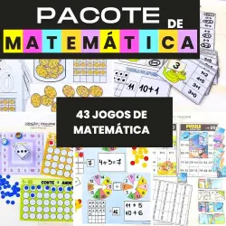 Conjunto de jogos de matemática para crianças com atividades variadas.