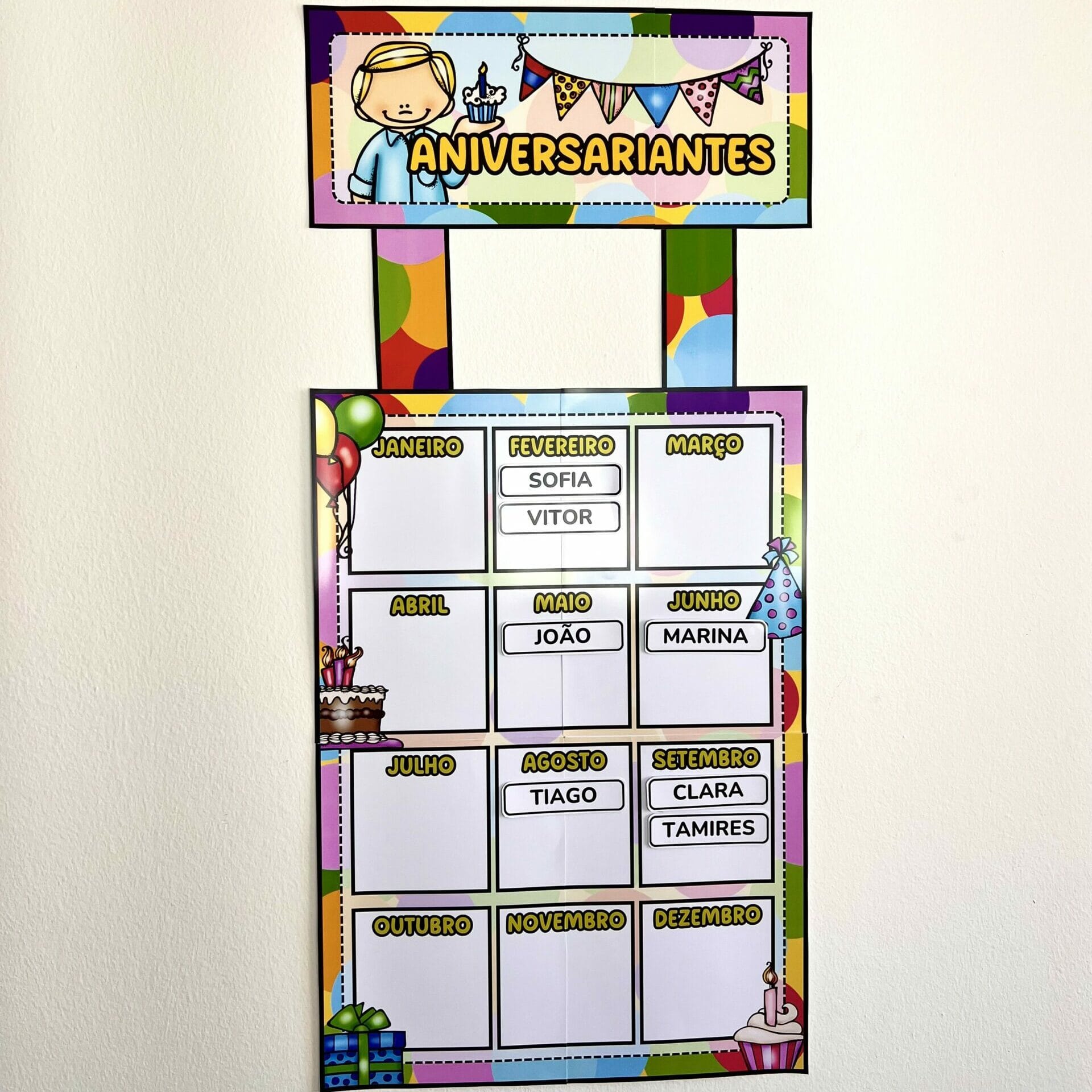 Painel Anual de Aniversariantes - Decoração Escolar