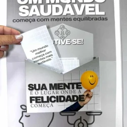 Painel informativo sobre saúde mental e bem-estar emocional.