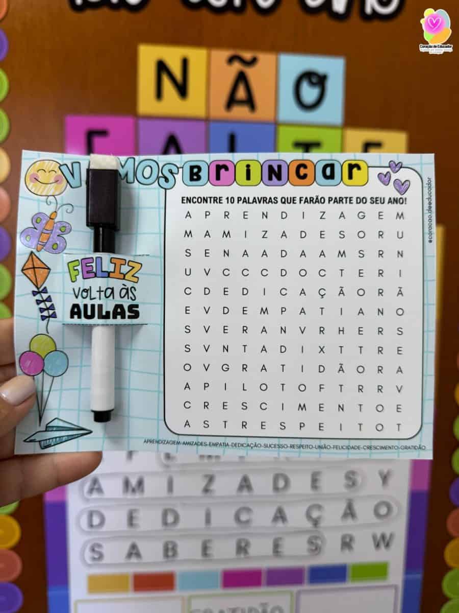 Porta Afetiva - Caça Palavras - Decoração Escolar