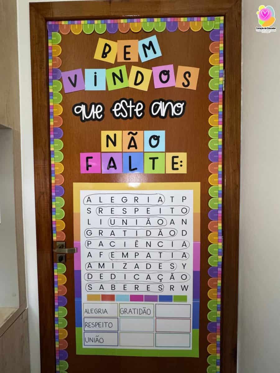 Porta Afetiva - Caça Palavras - Decoração Escolar
