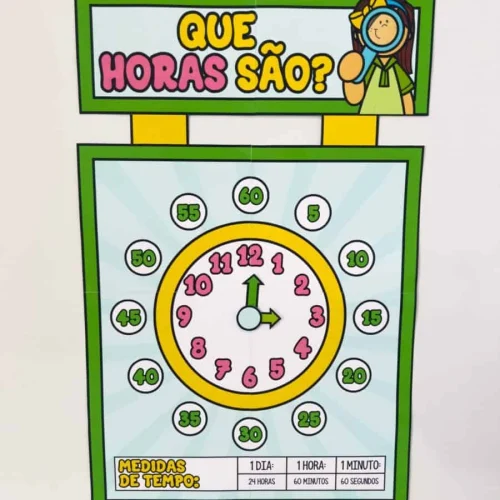 Relógio interativo para ensinar horas às crianças.