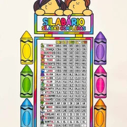Silabário colorido com sílabas complexas para educação infantil.