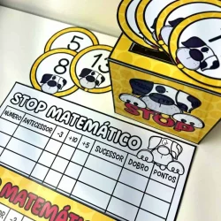 Jogo educativo para aprender matemática com tema de cachorro.