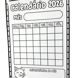 Calendário 2026 para planejamento escolar e atividades educativas.