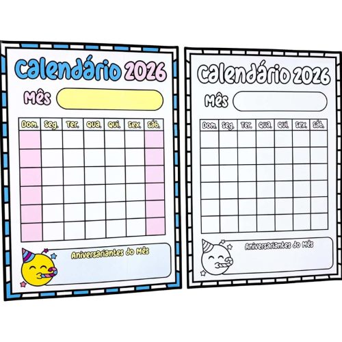 Calendário Coletivo 2026 - Decoração Escolar