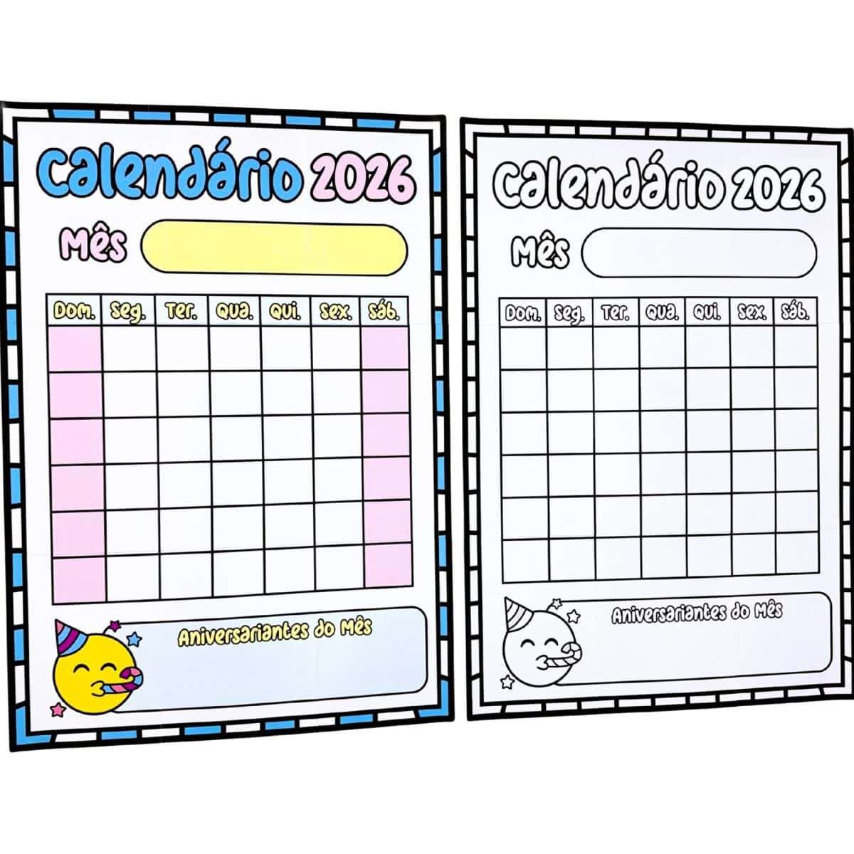 Calendário Coletivo 2026 - Decoração Escolar