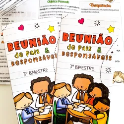 Cartaz colorido para reunião de pais responsáveis na escola.