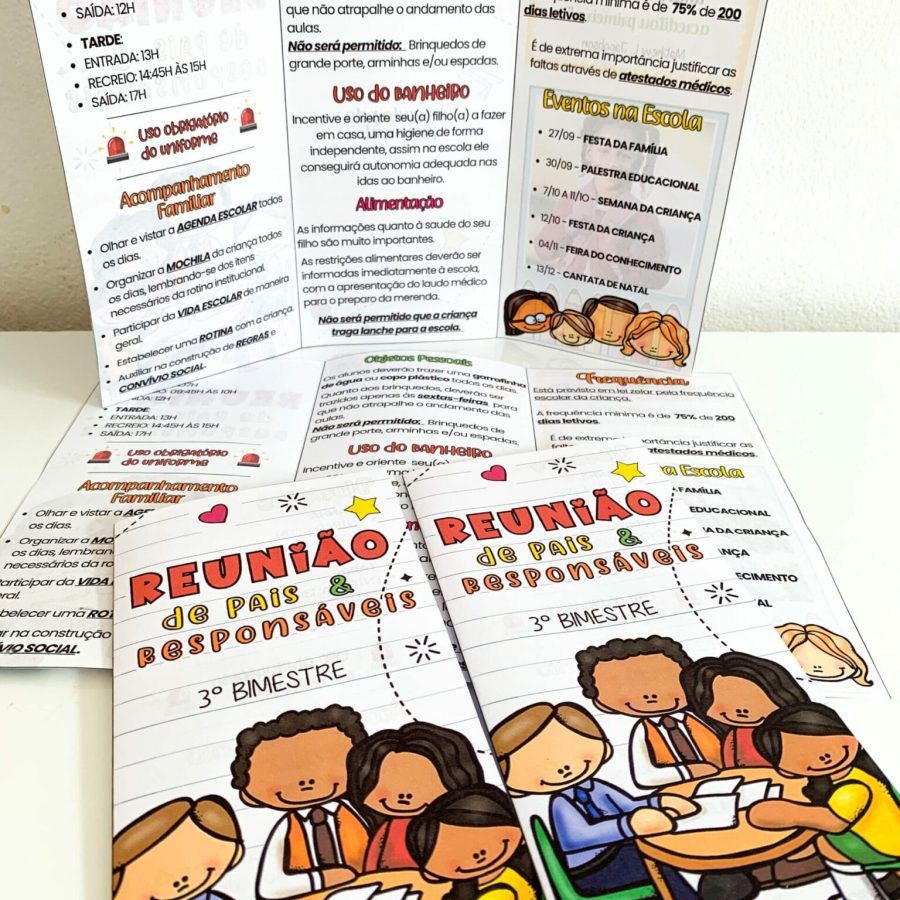 Folder Reunião de Pais Editável - Reunião de Pais - Pedagogia de Ideias Folder Reunião de Pais Editável - Reunião de Pais